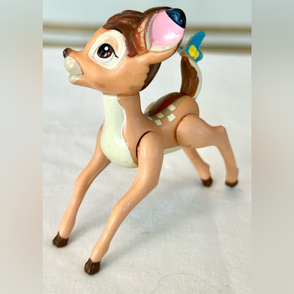 1988 Vintage Walt Disney Bambi Deer Plastic Animal Movable Legs Butterfly Tail - Picture 3 of 9